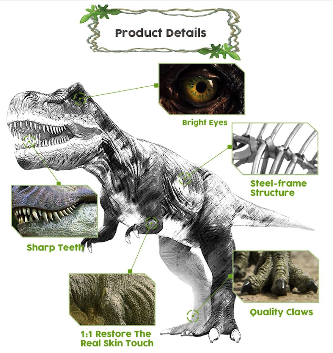 Lifelike Prehistoric Creature Reproductions Realistic Animatronic Dinosaur for Jurassic Replicas  (4)